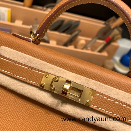 Hermes kelly20 epsom19cm ck37 /Gold Gold Hardware  Full Handmade kellymini-052