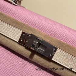 Hermes kelly20 epsom19cm X9 /Mauve Sylvestre &10 /Craie Silver Hardware Full Handmade kellymini-055