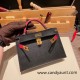 Hermes kelly20 epsom19cm 89 /Black (Noir)& I6/ Rose Extreme Gold Hardware Full Handmade kellymini-067