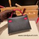 Hermes kelly20 epsom19cm 89 /Black (Noir)& I6/ Rose Extreme Gold Hardware Full Handmade kellymini-067