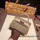 Hermes kelly20 epsom19cm 8C /Elephant Grey&10/ Craie Silver Hardware Full Handmade kellymini-068