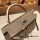 Hermes kelly20 epsom19cm 8C /Elephant Grey&10/ Craie Silver Hardware Full Handmade kellymini-068