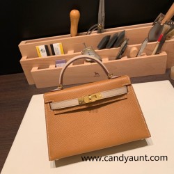 Hermes kelly20 epsom19cm 37 /Gold & S2/ Trench Gold Hardware Full Handmade kellymini-082