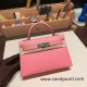 Hermes kelly20 epsom19cm Silver Hardware 1Q/Rose Confetti Silver Hardware Full Handmade kellymini-095