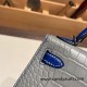 Hermes kelly20 Alligateor 80/ Pearl Grey& 7T /Blue Electric Silver Hardware Full Handmade kellymini-101