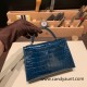 Hermes kelly20 Alligateor crocodile W0 /Vert Bosphore Silver Hardware Full Handmade kellymini-106