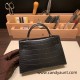 Hermes kelly20 Alligateor crocodile 89/ Black (Noir) Gold Hardware Full Handmade kellymini-107