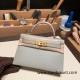 Hermes kelly20 Matte Mini Kelly Alligateor crocodile 80 /Pearl Grey Gold Hardware Full Handmade kellymini-108