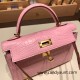 Hermes kelly20 Matte Mini Kelly Alligateor crocodile 5P /Pink Gold Hardware Full Handmade kellymini-109