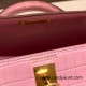 Hermes kelly20 Matte Mini Kelly Alligateor crocodile 5P /Pink Gold Hardware Full Handmade kellymini-109