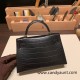 Hermes kelly20 Matte Mini Kelly Alligateor crocodile 89 /Black (Noir) Gold Hardware Full Handmade kellymini-110