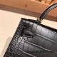 Hermes kelly20 Matte Mini Kelly Alligateor crocodile 89 /Black (Noir) Gold Hardware Full Handmade kellymini-110