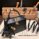 Hermes kelly20 Matte Mini Kelly Alligateor crocodile 89 /Black (Noir) Gold Hardware Full Handmade kellymini-110