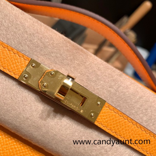 Hermes Kelly pochette Epsom 9H/Soleil Gold Hardware Pochette--016