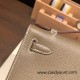 Hermes Kelly pochette Epsom 18/Étoupe Grey Silver Hardware  Pochette--021