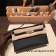 Hermes Kelly pochette swift  89 /Black (Noir) Silver Hardware Pochette--029