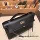 Hermes Kelly pochette swift  89 /Black (Noir) Silver Hardware Pochette--029