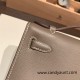 Hermes Kelly pochette swift 18 /Étoupe Grey (Étoupe) Silver Hardware Pochette--036