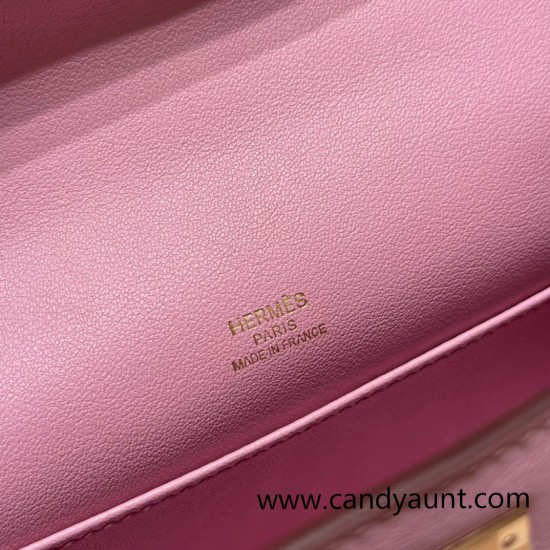 Hermes Kelly pochette swift X9/ Mauve Sylvestre Rosegold Hardware Pochette--039