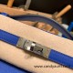 Hermes Kelly pochette swift 7T/ Blue Electric Silver Hardware Pochette--040