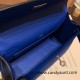 Hermes Kelly pochette swift 7T/ Blue Electric Silver Hardware Pochette--040