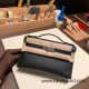 Hermes Kelly pochette swift 89/ Black (Noir) Silver Hardware Pochette--043