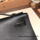 Hermes Kelly pochette swift 89/ Black (Noir) Silver Hardware Pochette--043