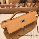 Hermes Kelly pochette swift 4B /Biscuit Silver Hardware Pochette--046