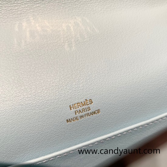 Hermes Kelly pochette swift 7R /Azur Gold Hardware Pochette--047