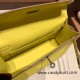 Hermes Kelly pochette swift 9R/ Lime Silver Hardware Pochette--048