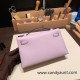 Hermes Kelly pochette swift 5H Cyclamen Silver Hardware Pochette--056