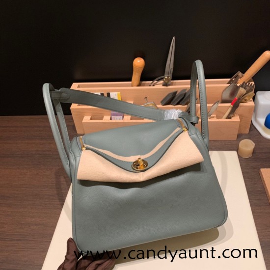 Hermes Lindy 26cm evercolor 63 /Vert Amande Silver Hardware lindy26-003