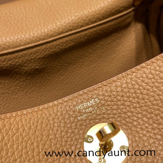 Hermes Lindy 26cm Clemence 4B /Biscuit Gold Hardware lindy26-014