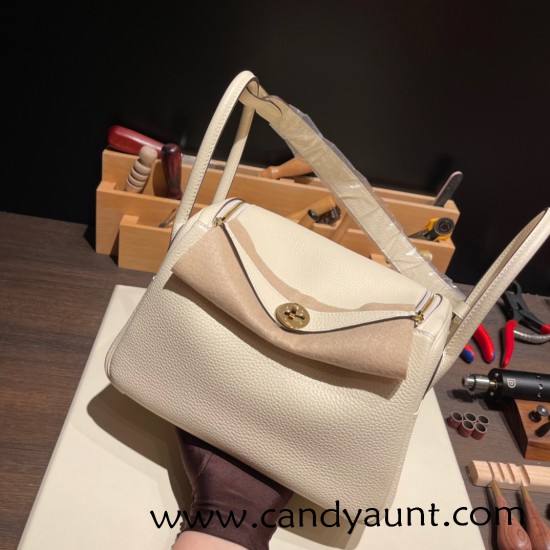 Hermes Lindy 26cm Clemence I2 /Nata Gold Hardware lindy26-021