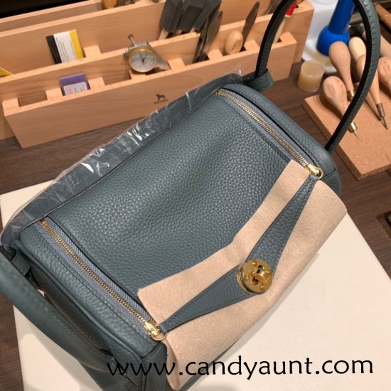 Hermes Lindy 26cm Clemence Y7 /Blue Orage Gold Hardware lindy26-051