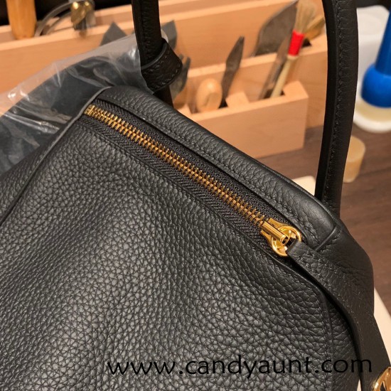 Hermes stock 30cm Lindy Clemence 89/ Black Gold Hardware