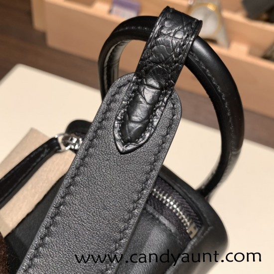 Hermes Mini Lindy touch 89 /Black & K1 / Rouge Grenat Silver Hardware 004