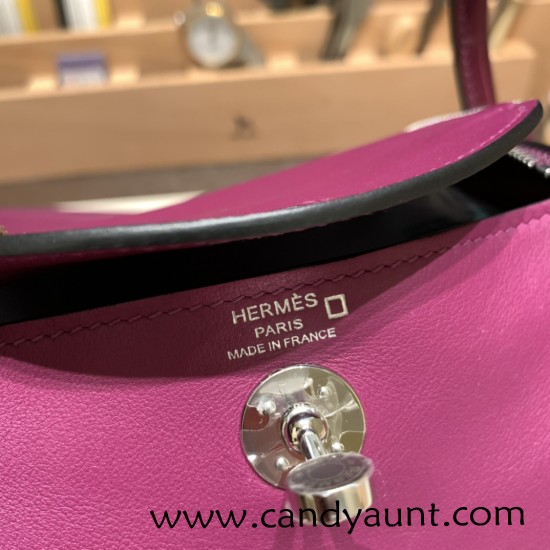 Hermes Mini Lindy touch P9 / Anemone Silver Hardware 005