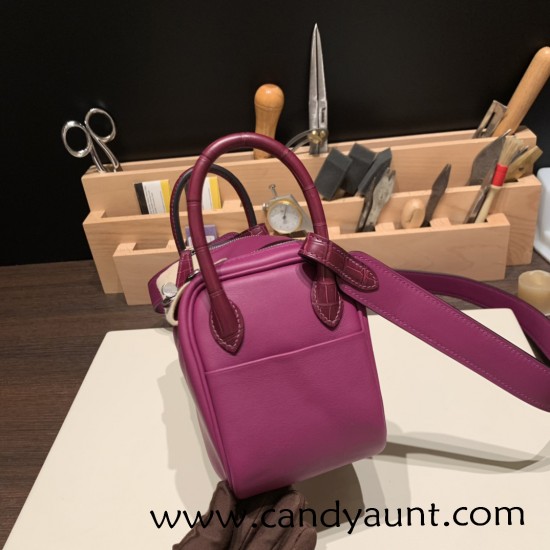 Hermes Mini Lindy touch P9 / Anemone Silver Hardware 005