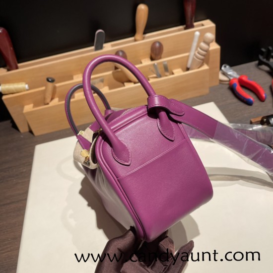 Hermes Mini Lindy swift P9 /Anemone Gold Hardware 008