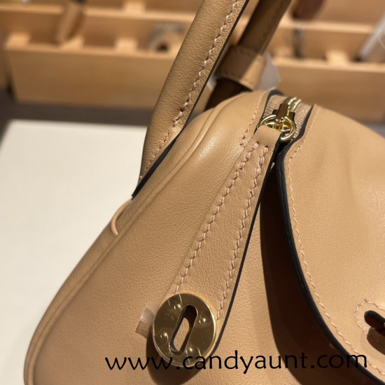 Hermes Mini Lindy swift 0M/Chai& X9 /Mauve Sylvestre Gold Hardware 009