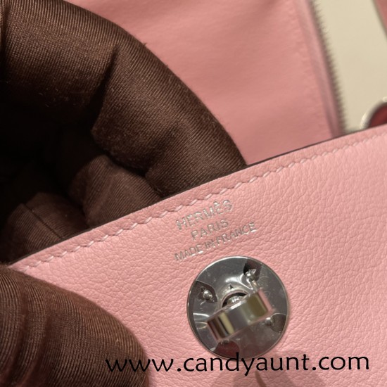 Hermes Mini Lindy swift 3Q /Rose Sakura Silver Hardware 013