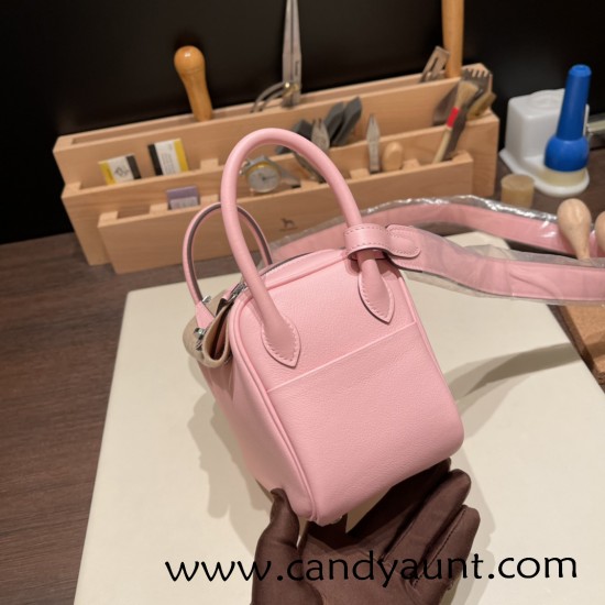 Hermes Mini Lindy swift 3Q /Rose Sakura Silver Hardware 013