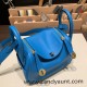 Hermes Mini Lindy swift 0F /Blue Frida Gold Hardware   014