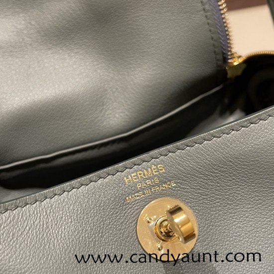 Hermes Mini Lindy 63/Vert Amande Gold Hardware 018