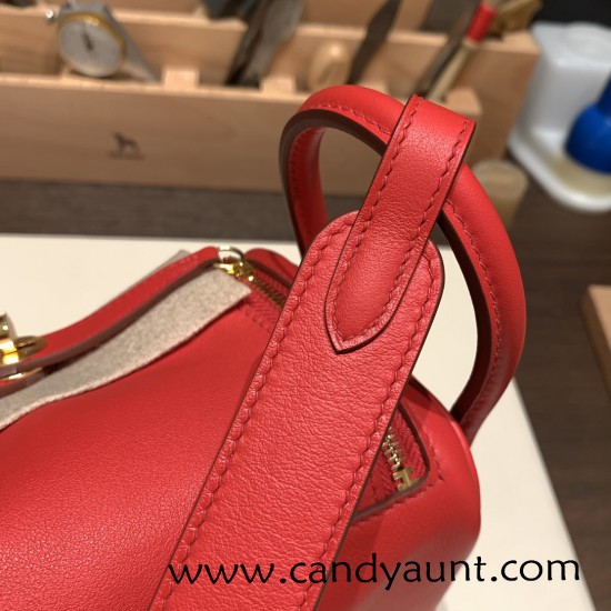 Hermes Mini Lindy swift S3/Rouge Cœur Gold Hardware 023