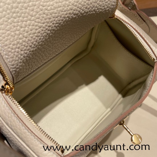 Hermes Mini Lindy CLEMENCE 10 /Craie Gold Hardware 028