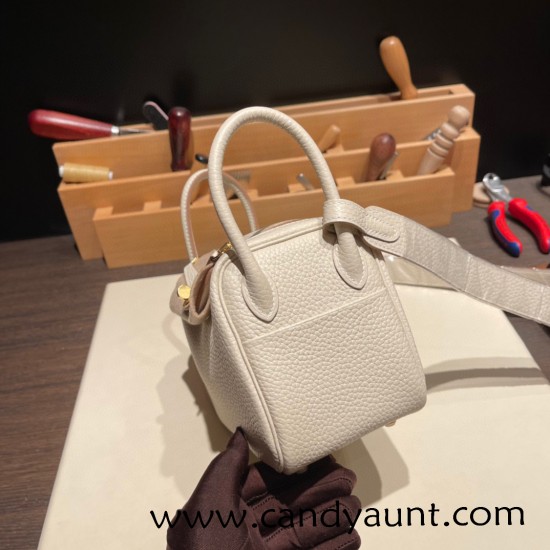 Hermes Mini Lindy CLEMENCE 10 /Craie Gold Hardware 028