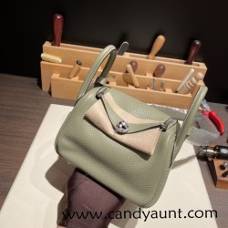 Hermes Mini Lindy Clemence Q1 /Sauge Silver Hardware 042