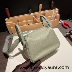 Hermes Mini Lindy Clemence Q1 /Sauge Silver Hardware 042